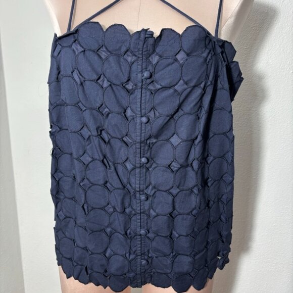Maeve by Anthropologie Navy Large Polkadot Spaghetti Strap Cropped Top - Picture 2 of 11